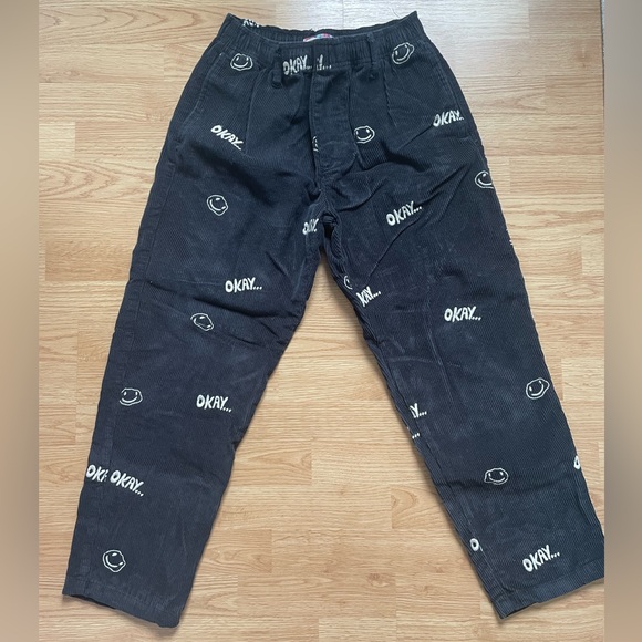 Urban Outfitters Corduroy Style Pants Okay Smiley Face - Picture 1 of 6